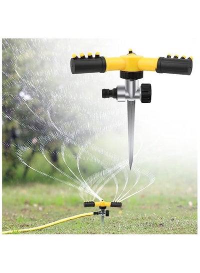 Three Arm Garden Sprinkler, 360° Rotating Sprinkler, Automatic Watering, Adjustable Garden Irrigation System, Garden Sprinkler for Lawns, Garden, Yard, Plants