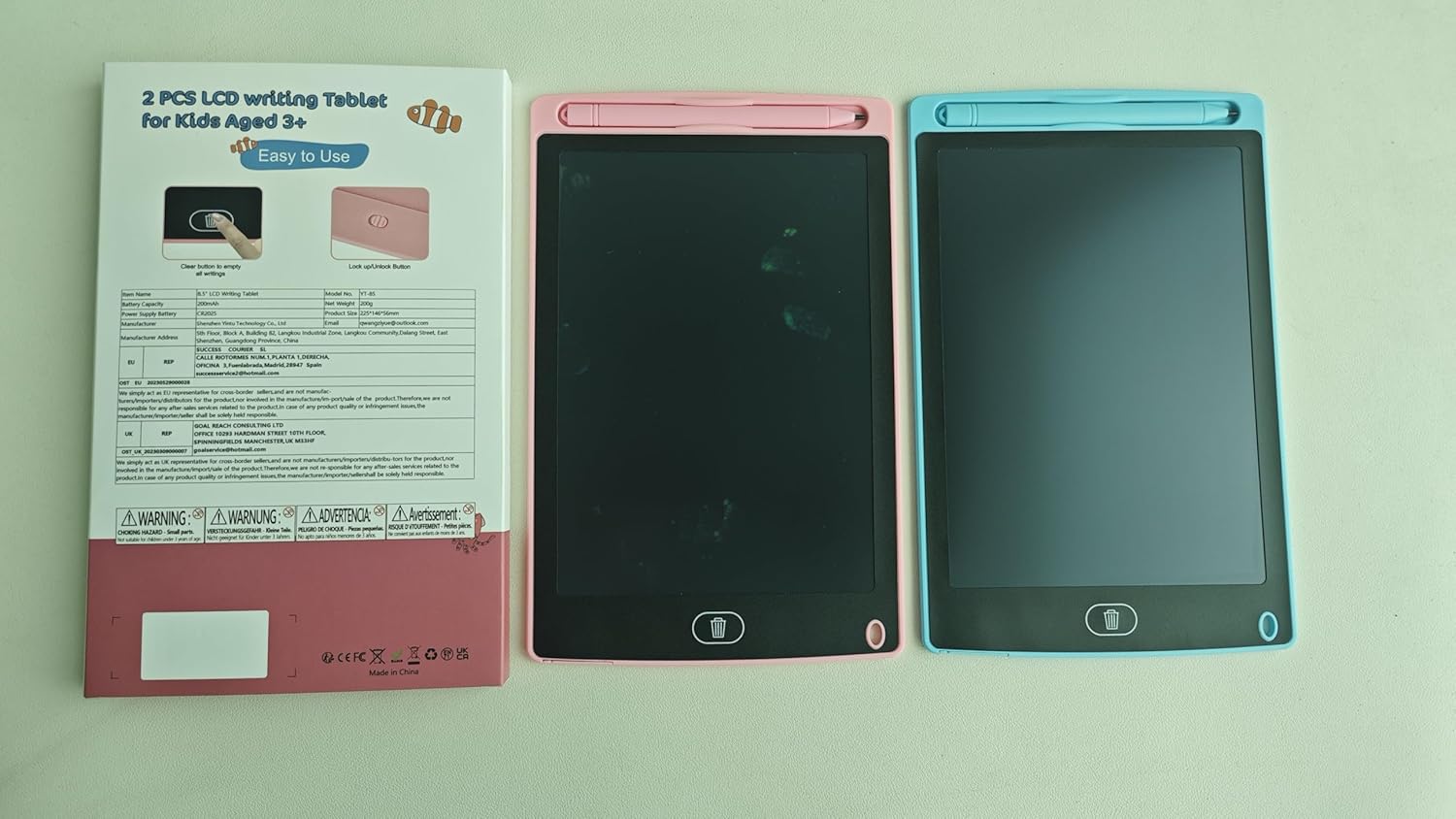 لوح كتابة LCD من كوجاباني، عبوتان من لوحات الرسم للأطفال من عمر 3 إلى 6 سنوات، 8.5 بوصة، بخطوط ملونة، لوحات رسم خربشة، ألعاب تعليمية للأولاد والبنات