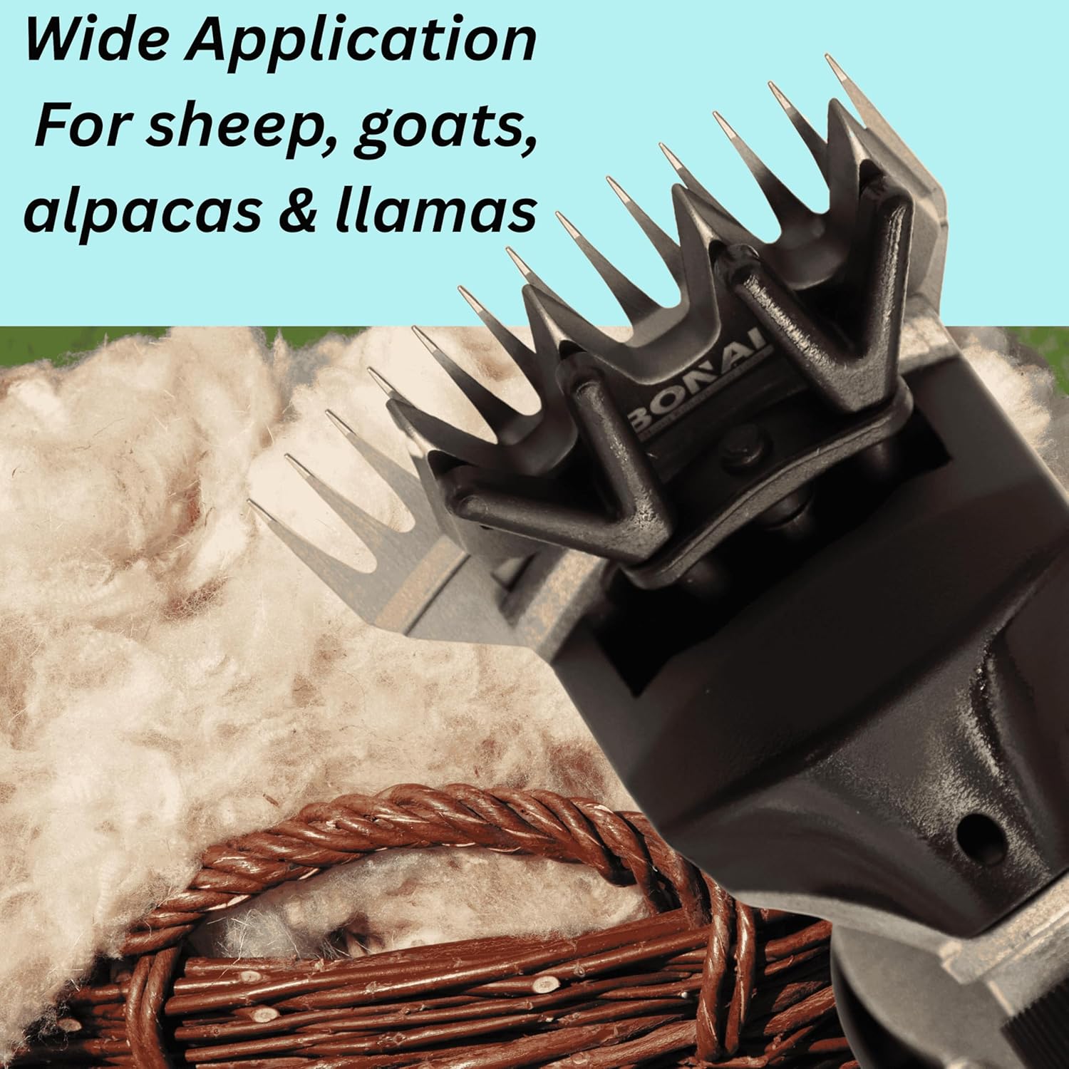 Bonai Sheep Clippers Electric Wool Shears 600-950W, 6-Speed Heavy Duty Livestock Grooming Machine with Ergonomic Handle for Sheep, Goats, Alpacas, Llamas – 2400 RPM, BN-HK82