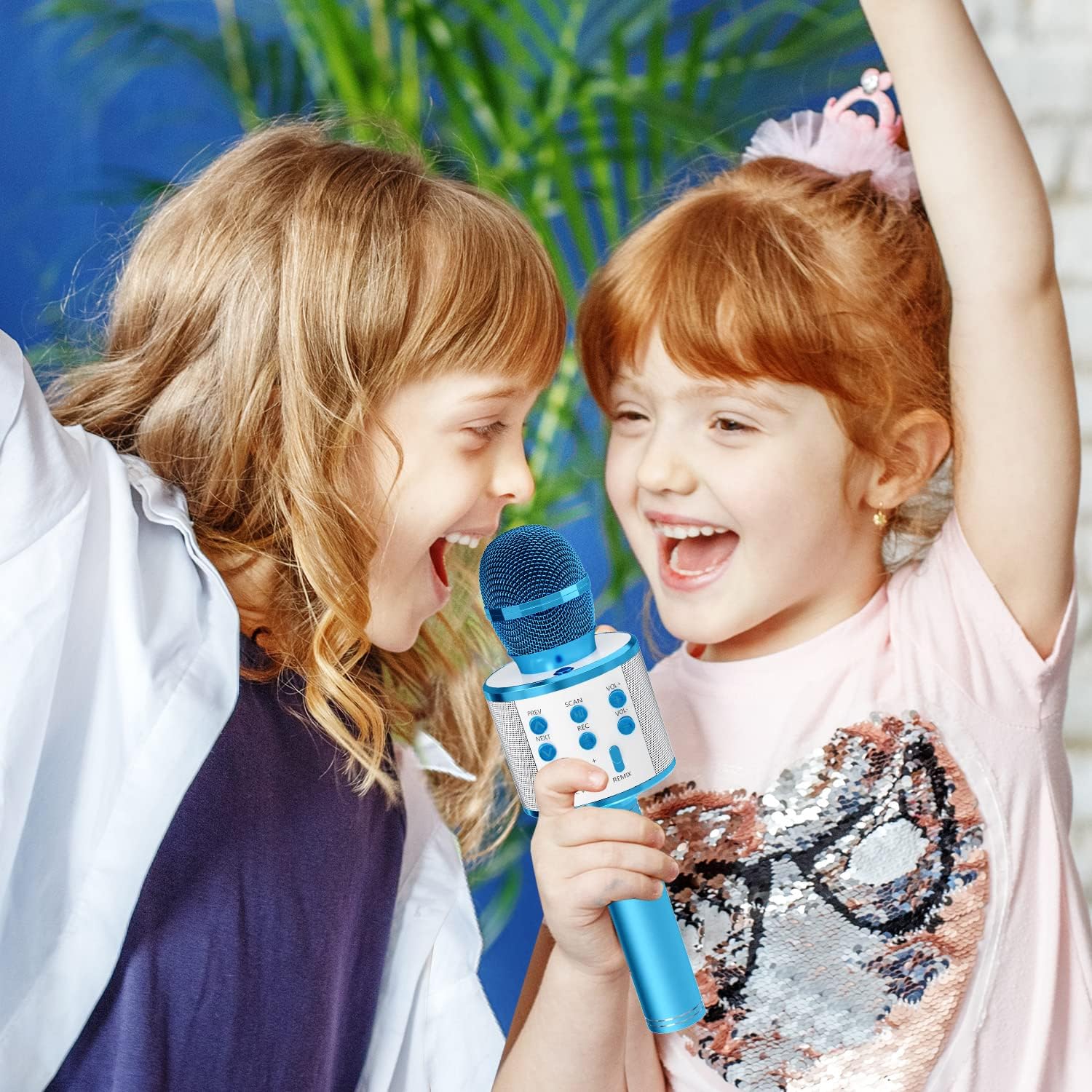 ميكروفون GIFTMIC للأطفال للغناء، ميكروفون كاريوكي لاسلكي يعمل بالبلوتوث للبالغين، جهاز كاريوكي محمول باليد، ألعاب للأولاد والبنات هدية لحفلات أعياد الميلاد (أزرق)