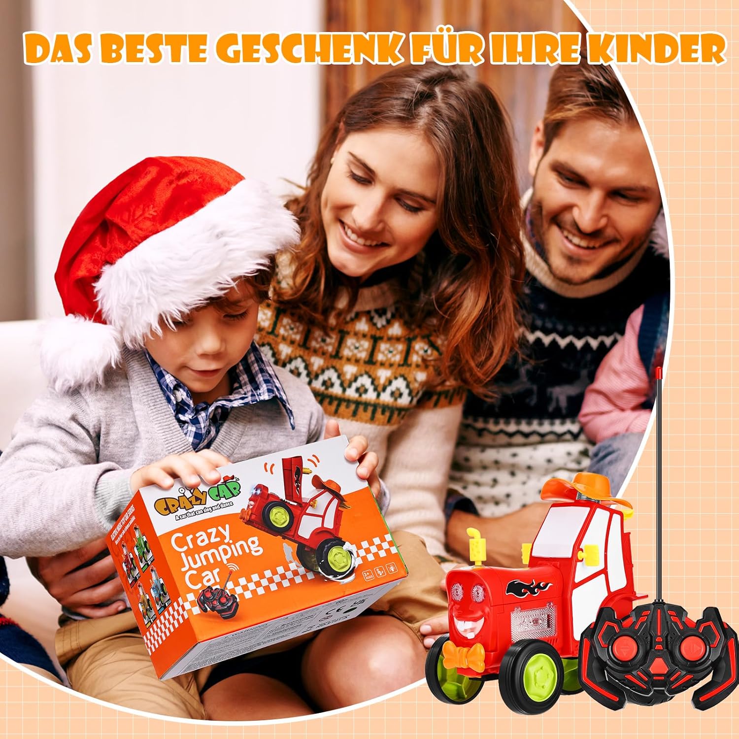 Remote Controlled Car from 3 4 5 6 Years, 90° Upright Standing Stunt RC Car with Light and Music, Remote Control Car Motor Skills Toy Christmas Birthday Gifts from 3-9 Years Boy