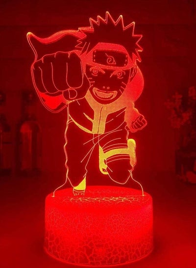Multicolour 3D Night Light Illusion LED Lamps Decor Lamp for Kids Illusion Naruto Cool LED Night Light Japanese Anime Uzumaki Naruto with Dagger Kids New Year Bedroom Decor Kid Toys