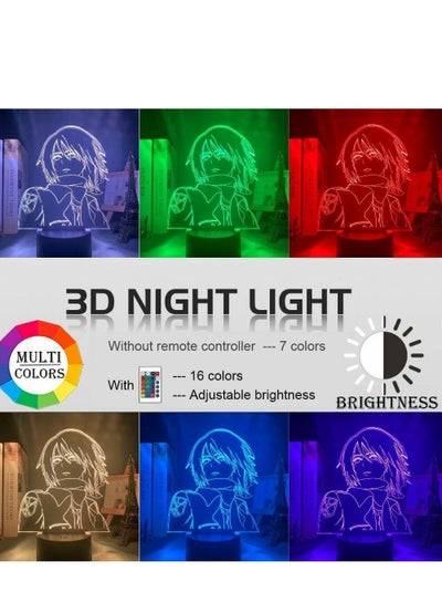 LED Night Light Attack on Titan Mikasa Ackerman Nightlight 3D Lamp Bedroom Decor