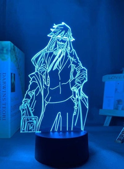 أسود بتلر شواء ساتكليف LED ضوء الليل ديكور غرفة نوم المزاج ضوء أنيمي ثلاثية الأبعاد الجدول مصباح جريل ساتكليف الأسود بتلر مع جهاز التحكم عن بعد