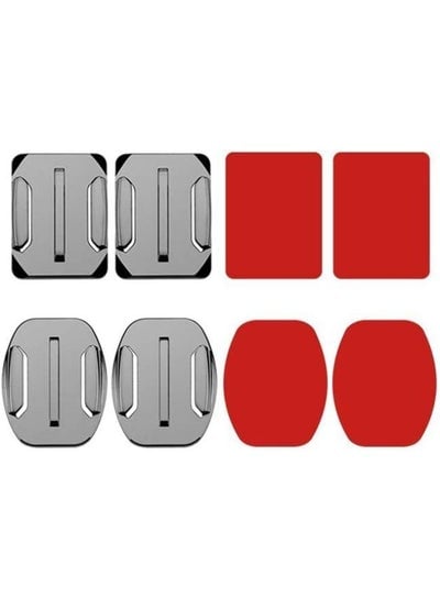4 Pieces Flat & Curved Helmet Mount Set with Strong Adhesive Sticker Compatible with GoPro Hero 9 8 7 6 5+ Yi 4K Action Camera