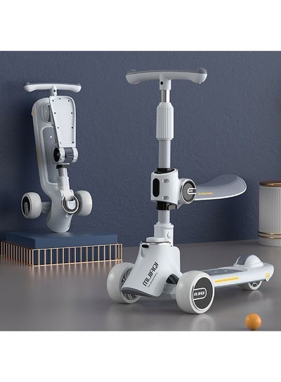 سكوتر 2 في 1 قابل للطي للأطفال مع مقعد قابل للإزالة ومقود قابل للتعديل