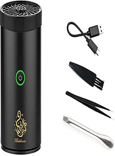 مبخرة بخور قابلة لإعادة الشحن بمنفذ USB من النوع C باللون الأسود