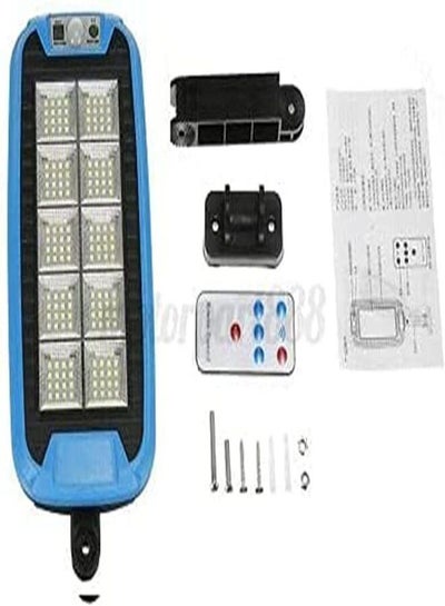 Smart Solar Street Lamp Solar Power Sensor Light Water Resistant With Remote Control Used for Outdoor Wall Lamp on Park Street (240 COB Lights. (Blue)