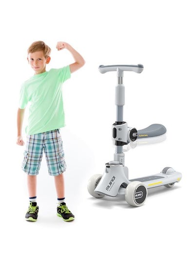 سكوتر 2 في 1 قابل للطي للأطفال مع مقعد قابل للإزالة ومقود قابل للتعديل