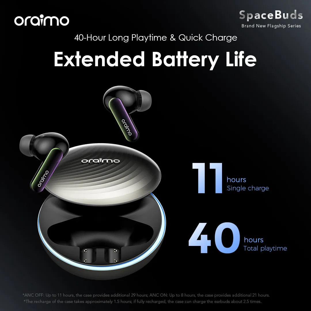 Oraimo SpaceBuds Hybrid ANC Wireless Earbuds OTW-630 - Space Grey