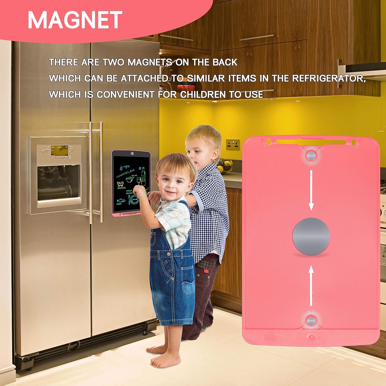 جهاز لوحي للكتابة LCD من STREET WALK للأطفال، 12 بوصة، لوح رسم تعليمي ملون، لوح كتابة إلكتروني قابل للمسح وإعادة الاستخدام، لوح رسم للأطفال الصغار، هدية لعبة تعليمية للأولاد والبنات من سن 3 إلى 8 سنوات (وردي)