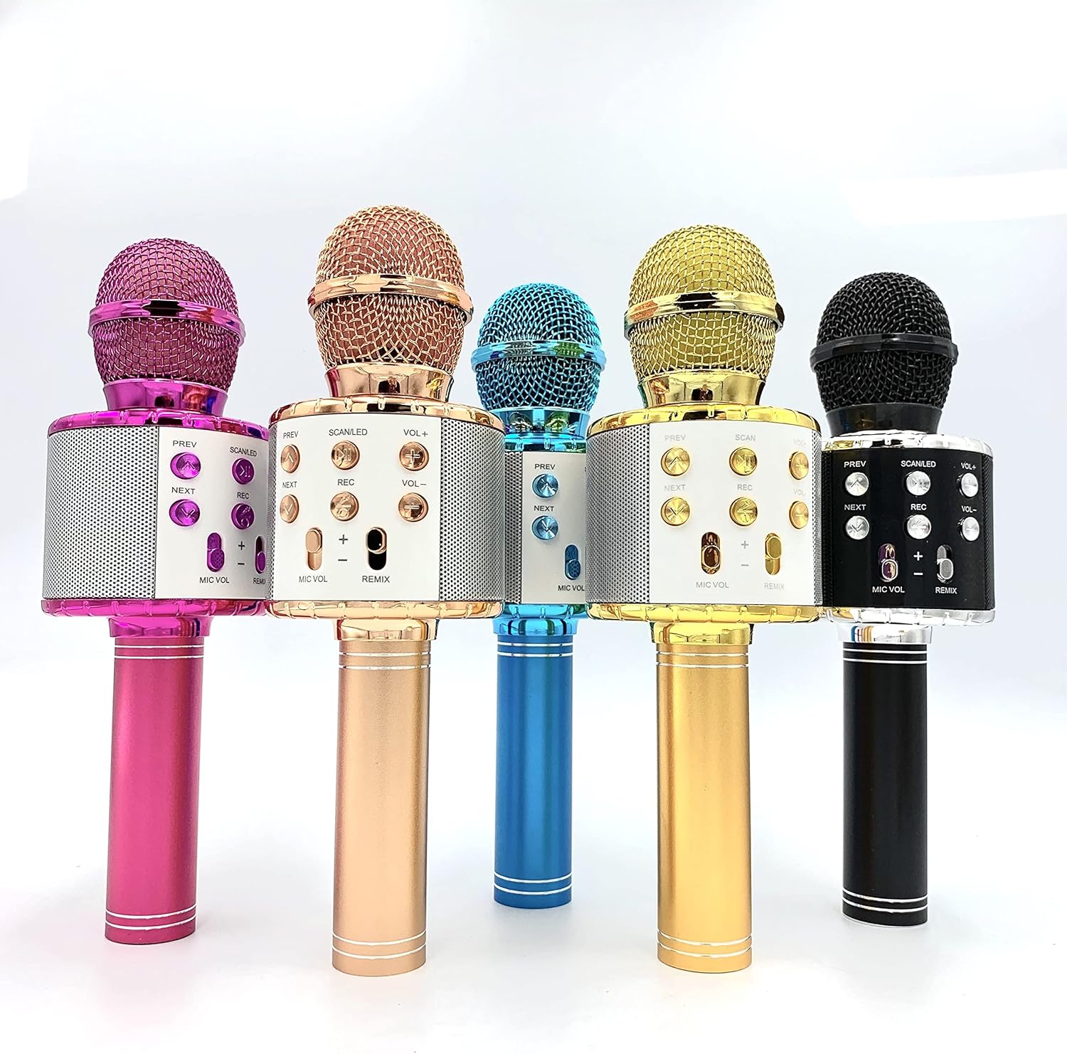 ميكروفون ميلرونغ للأطفال الذين يغنون الكاريوكي، جهاز كاريوكي لاسلكي 5 في 1 مزود بإضاءة LED، ميكروفون محمول ومكبر صوت ومشغل مسجل للحفلات المنزلية، لون أسود