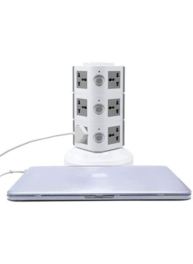 3 Layer Multi Socket 220V Tower Extension Electrical Outlet Lead with USB Ports 3M Cord and UK-Plug Power Strip Multi Charging Station