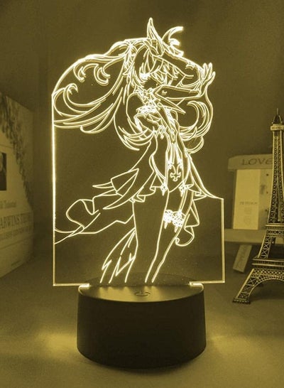 متعدد الألوان 3D الوهم ضوء Fischl Led ليلة الإضاءة مصباح ضوء الليل لعبة الشكل مصباح Genshin تأثير غرفة نوم الديكور غرفة اللمس الاستشعار صبي فتاة الاطفال هدية عيد ميلاد الإضاءة
