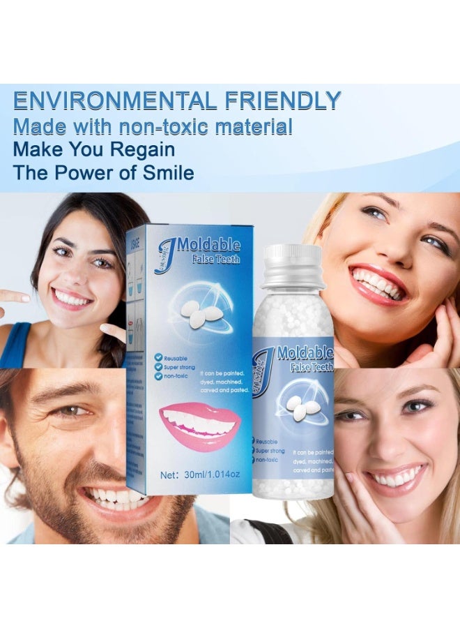 Jaysuing Moldable False Teeth White Particles Reusable Non-toxic Temporarily Fill Regain Smile Cosplay 30ml
