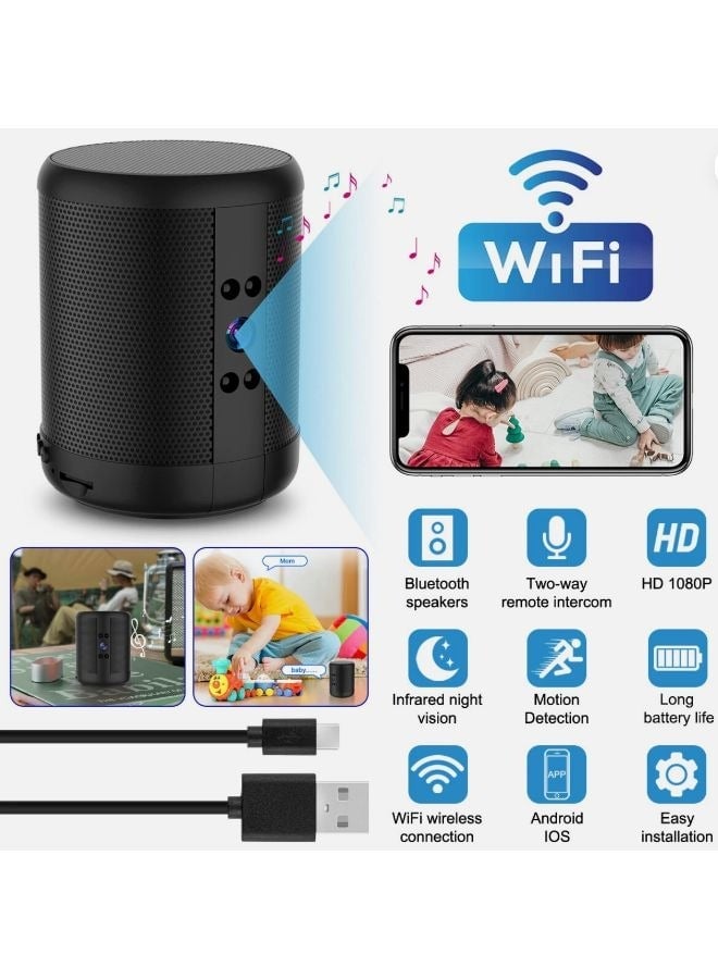 Rechargeable 4K HD Mini Wifi Camera Portable Bluetooth Speaker Home Security Camera