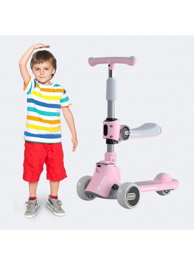 سكوتر 2 في 1 قابل للطي للأطفال مع مقعد قابل للإزالة ومقود قابل للتعديل