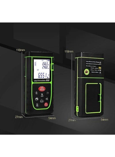 مقياس مسافات ليزر رقمي 60 متر مستشعر زاوية إلكتروني محدد المدى بالليزر