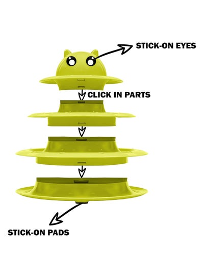 Three Tier Turntable Interactive Pet Toy With 3 Rolling Balls  - Green