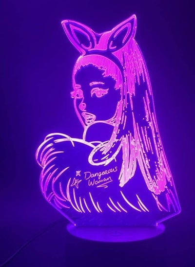 Multicolour Night Lights 3d Lamp Table Nightlight Celebrity Singer Ariana Grande Poster Cat Girl Fans Gift for Bedroom Decorative 3d LED Night Light