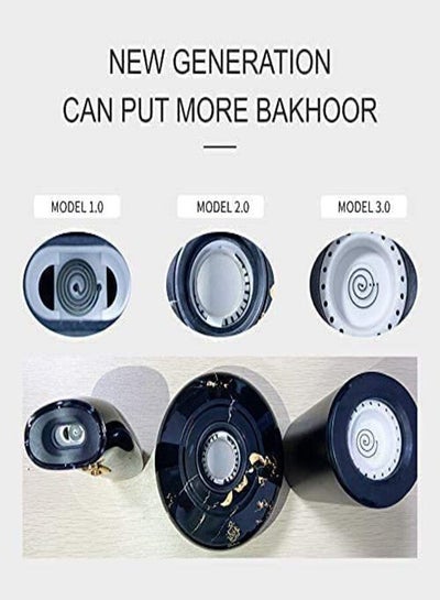 مبخرة بخور قابلة لإعادة الشحن بمنفذ USB من النوع C باللون الأسود