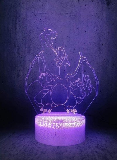 3D Illusion Lamp Night Light Led Big Dragon Spitfire Charizard Cartoon Kids Desk Lamp Bulb Creative Toy for Boy