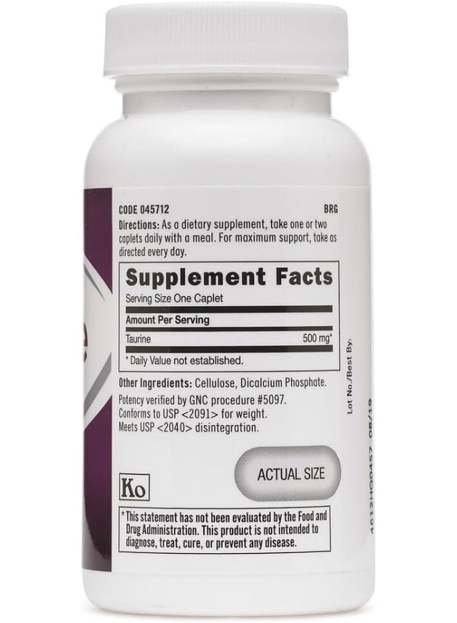 GNC Taurine 500mg Supplement, Supports Muscle Function, 50 Servings
