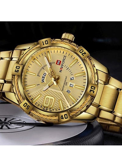 Men's Water Resistant Analog Wrist Watch 9117 - 45 mm -Gold