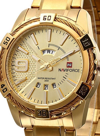Men's Water Resistant Analog Wrist Watch 9117 - 45 mm -Gold