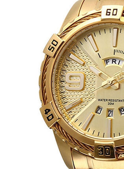 Men's Water Resistant Analog Wrist Watch 9117 - 45 mm -Gold