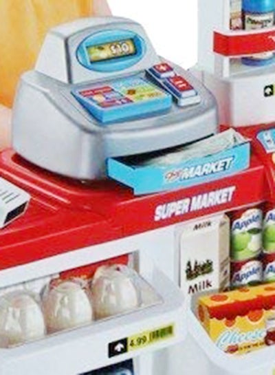 إكسسوارات السوبر ماركت من هوم بريند مع مجموعة لعب الأدوار بعربة للأطفال، مقاس 48 × 87 × 52 سم