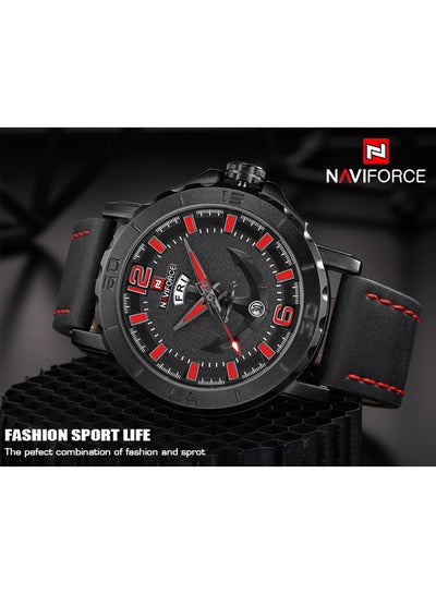 Men's Water Resistant Analog Watch NF9122 - 45 mm - Black