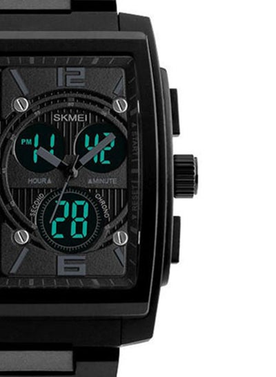 ساعة رياضية للرجال جلد PU - أنالوج ورقمية WT-SK-1274-B - 43 ملم - أسود