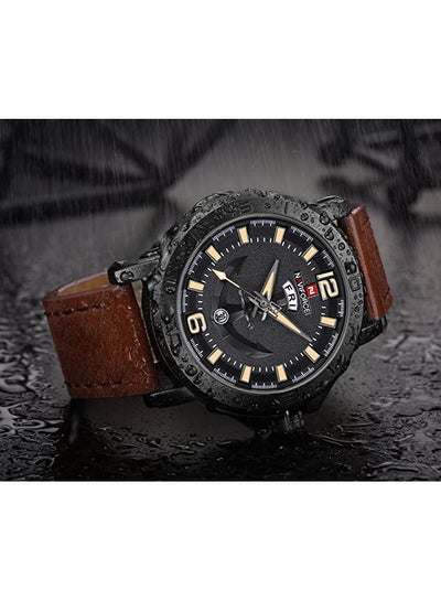 men Leather Analog Watch 9122 B-Y-D.BN