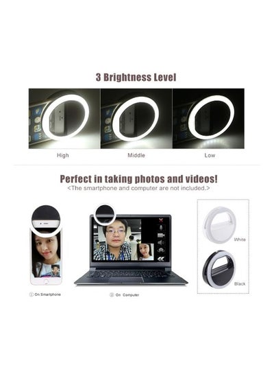 Portable Clip-On Mini LED Ring Black/White
