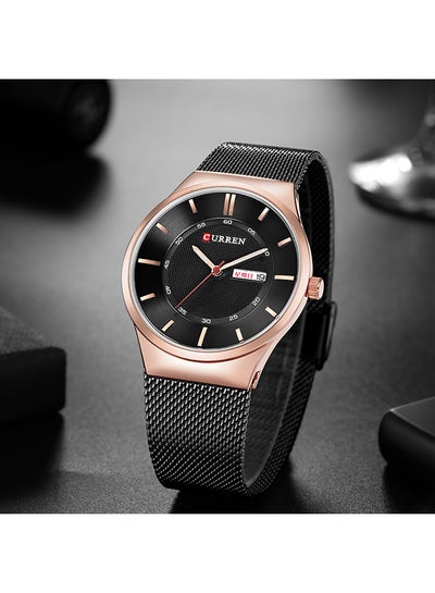 ساعة يد تناظرية بسوار من الفولاذ المقاوم للصدأ للرجال