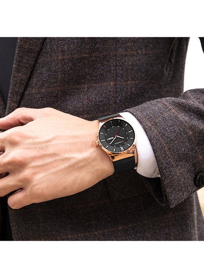 ساعة يد تناظرية بسوار من الفولاذ المقاوم للصدأ للرجال
