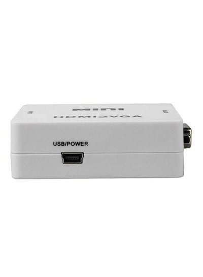 محول HDMI إلى VGA صغير للصوت والفيديو باللون الأبيض