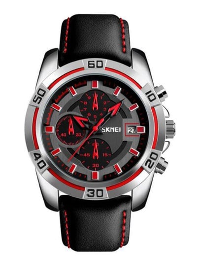 ساعة كرونوغراف جلدية للرجال 9156 - 47 ملم - أسود