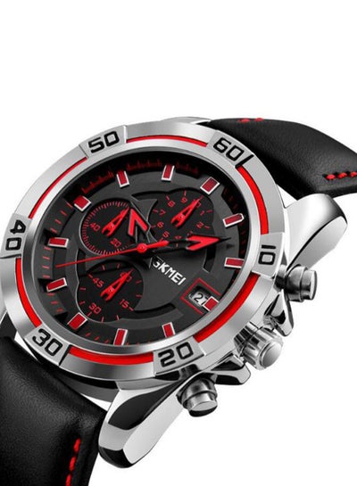 ساعة كرونوغراف جلدية للرجال 9156 - 47 ملم - أسود