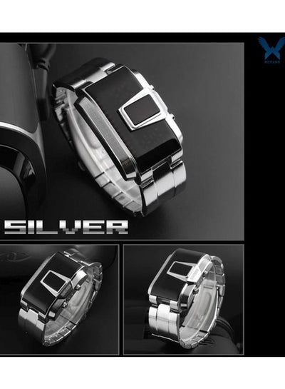 ساعة رقمية مقاومة للماء للرجال 1179 - 32 ملم - فضي