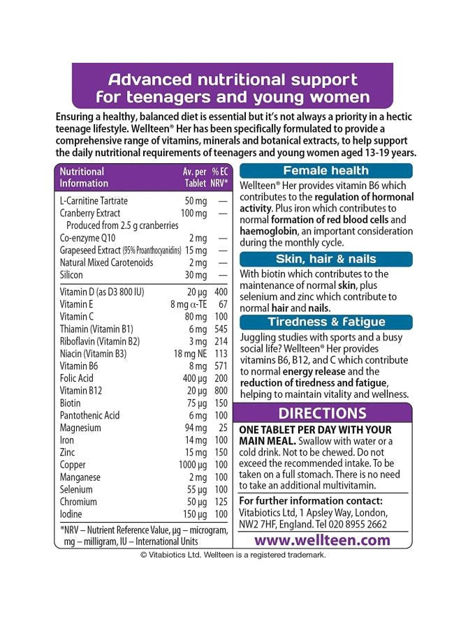 Vitabiotics Wellteen Her Supplement - 30 Tablets