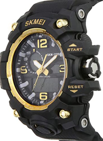 ساعة رجالية مطاطية أنالوج ورقمية 1155B - 55 ملم - أسود