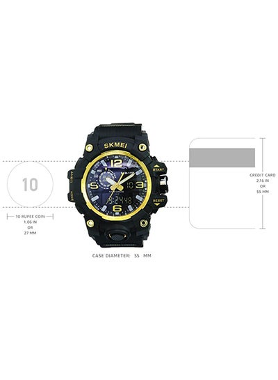 ساعة رجالية مطاطية أنالوج ورقمية 1155B - 55 ملم - أسود