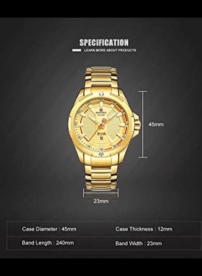 Men's Water Resistant Analog Watch NF9161 - 45 mm - Gold