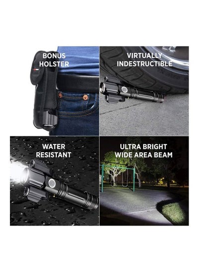 Electric LED Torch With 3 Head Black 14.6centimeter
