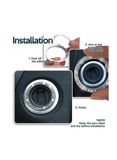 3 قطع من الكريستال المزخرف بمقبض محرك السيارة