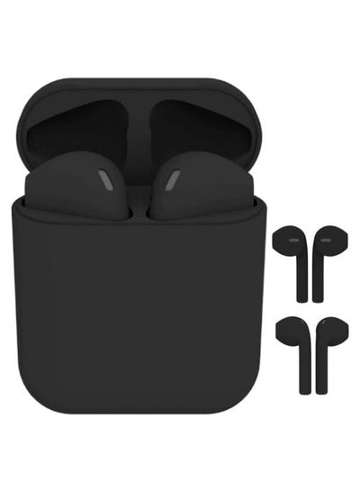 TWS I12 Double Bluetooth Wireless Earbuds With Protective Case Black
