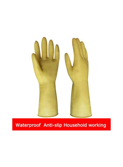 طقم قفازات تنظيف منزلية بأكمام طويلة أصفر مقاس XLسنتيمتر