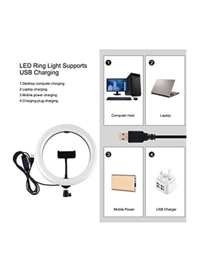 3000.0 mAh LED Photography Ring Light With Tripod Stand Black/White